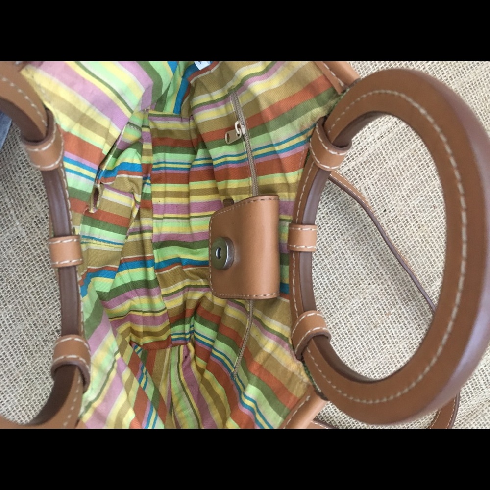 Fossil Green crossbody purse with leather assents. - Picture 4 of 8